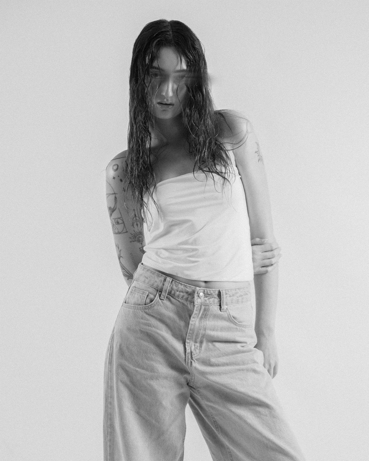 Studio portrait — black and white editorial