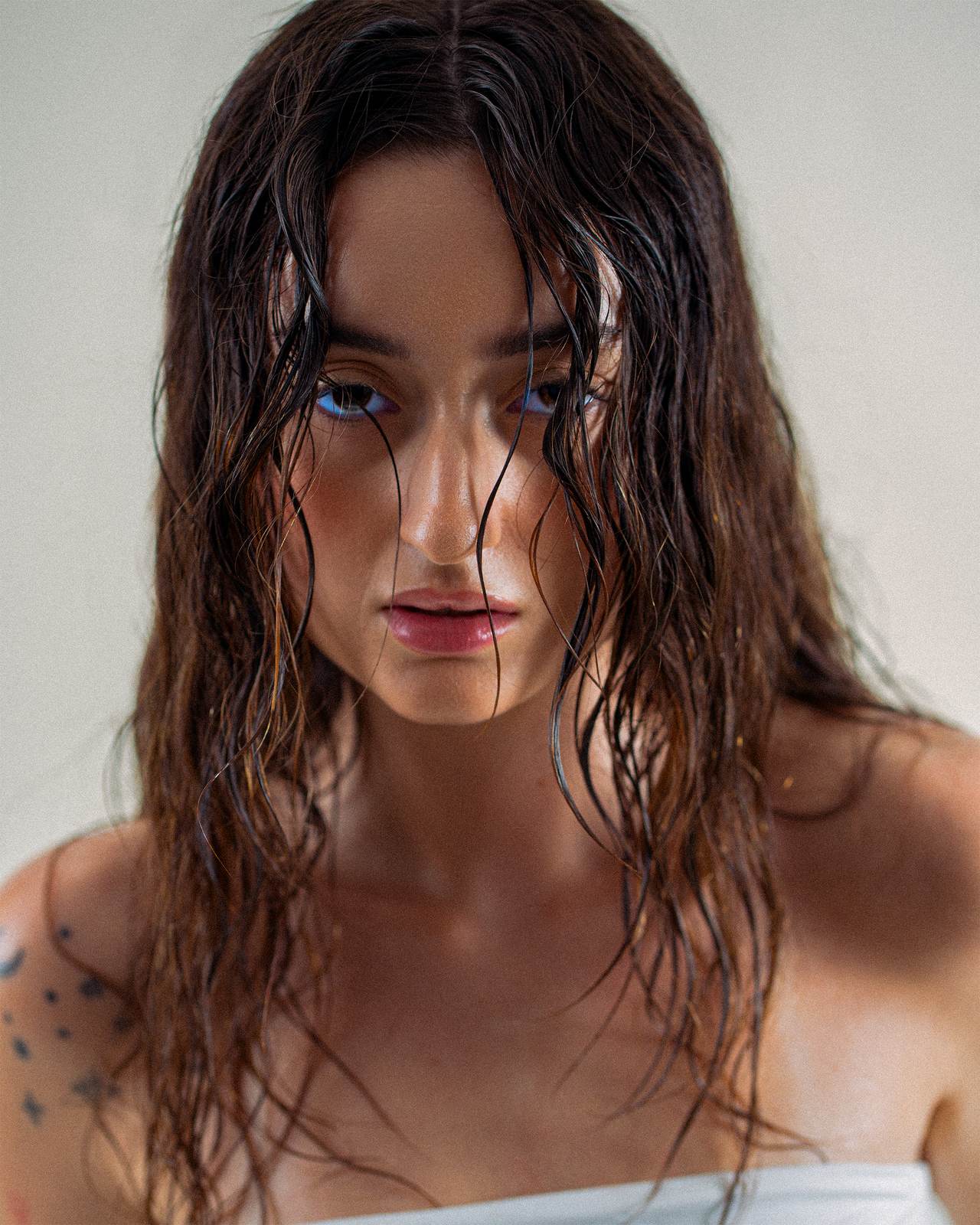 Studio beauty portrait — close-up